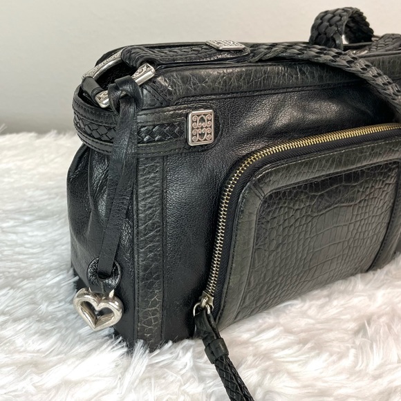 BRIGHTON Croc Embossed with Leather Trim Braid Bag, Black D880058 - Picture 6 of 16